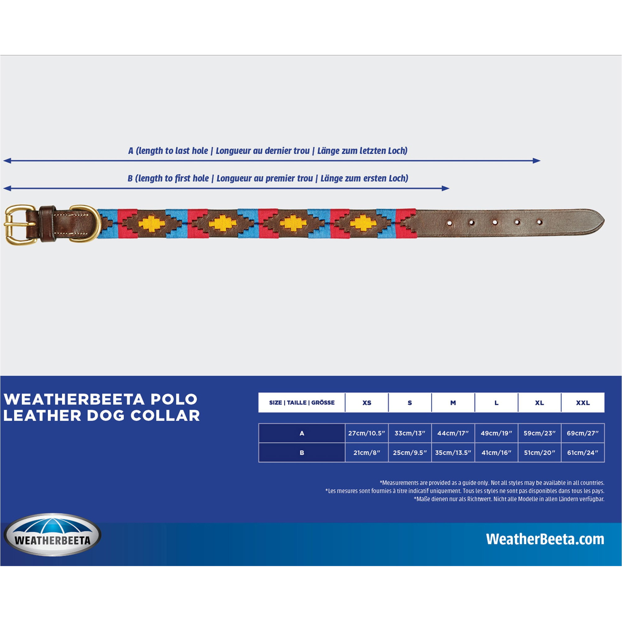Weatherbeeta Polo Leather Dog Collar 10016990 - Cowdray Brown Blue
